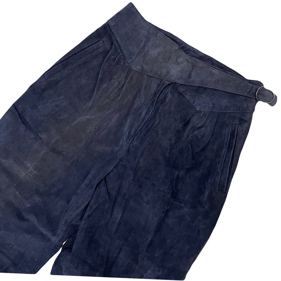 Vintage Canda C&A Genuine Leather Pants - Navy size 42 - Picture 2 of 5